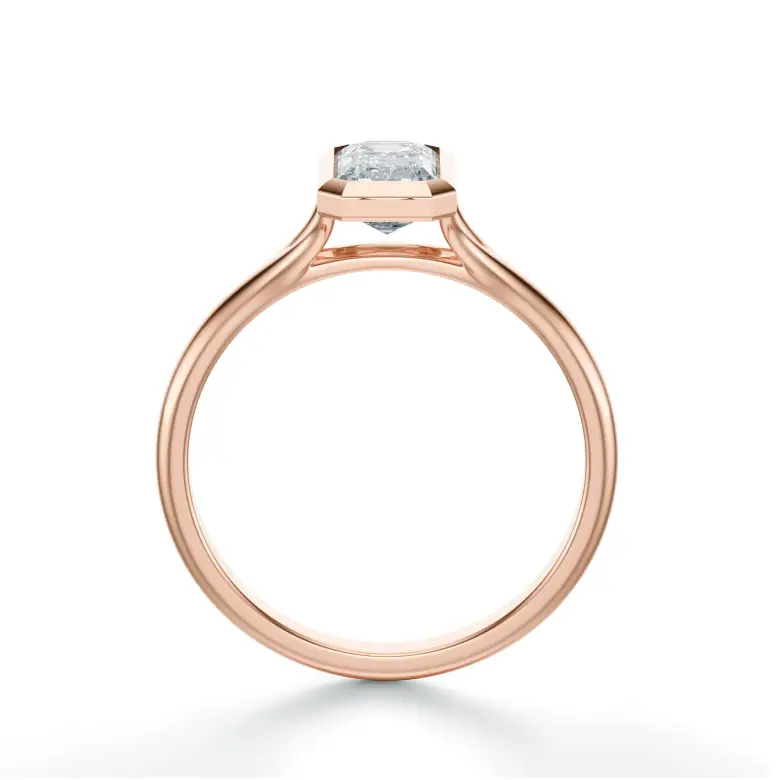 Pierścionek diament szlif szmaragdowy z różowego złota SBPZ_033